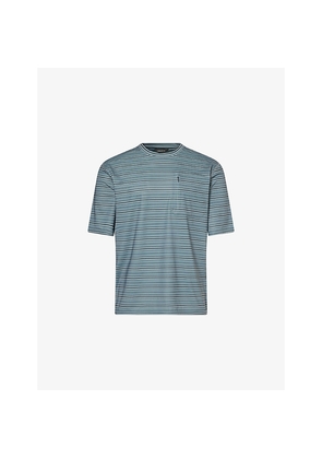 Mens Hiking Patrol Crewneck Striped-Pattern Stretch-Jersey Top