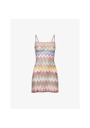 Womens Missoni Chevron Sleeveless Metallic-Knit Mini Dress