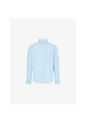 Mens Gant Logo-Embroidered Regular-Fit Linen Shirt