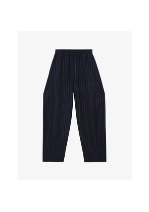 Womens Reiss Elle Pinstripe Barrel-Leg Stretch-Woven Trousers
