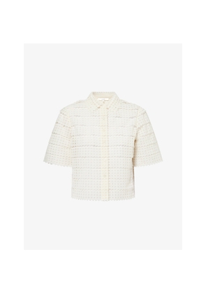 Womens Frame The Lattice Crochet Woven Shirt
