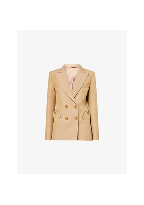 Womens Blaze Milano Charmer Double-Breasted Linen-Blend Blazer