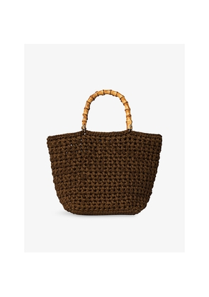 Womens Whistles Bamboo-Handle Crochet Bag