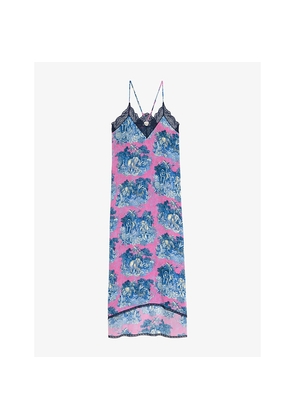 Womens Zadig&Voltaire Risty Lace-Trim Floral-Print Jacquard Midi Dress