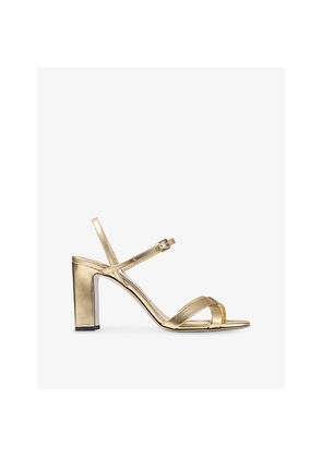 Womens Jimmy Choo Elsy 85 Metallic Leather Sandals