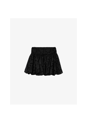 Womens Allsaints Dotty Gathered-Waist Woven Mini Skirt