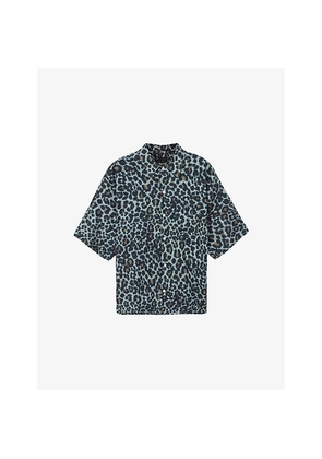 Mens Allsaints Silesia Leopard-Print Cotton and Linen-Blend Shirt