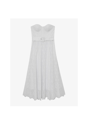 Womens Reiss Anya Broderie-Anglaise Woven Midi Dress