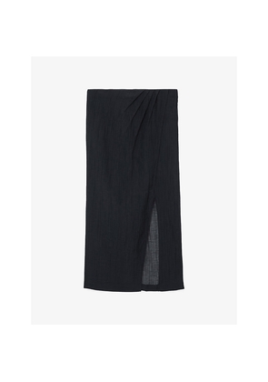Womens Reiss Rosa Wrap-Front Cotton-Blend Maxi Skirt