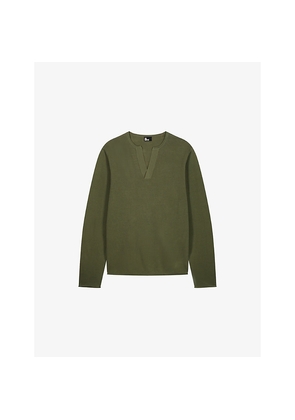 Mens The Kooples Brand-Embroidered Tunisian-Collar Cotton-Knit Sweatshirt