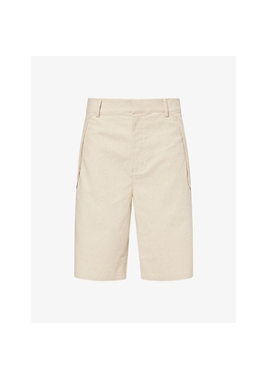 Mens Hiking Patrol Path Straight-Leg Linen-Blend Shorts