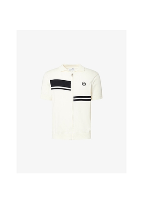 Mens Sergio Tacchini Dallarindo Zip-Up Cotton-Knit Polo Top