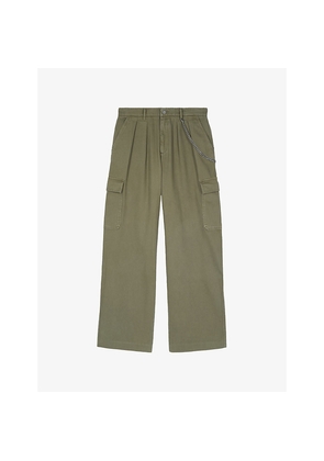 Mens The Kooples Chain-Embellished Cargo-Pocket Cotton Trousers