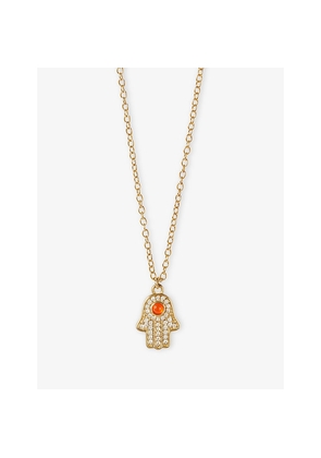 Womens Astley Clarke Celestial Hamsa Hand 18ct Yellow Gold Vermeil, Carnelian and White Sapphire Pendant Necklace