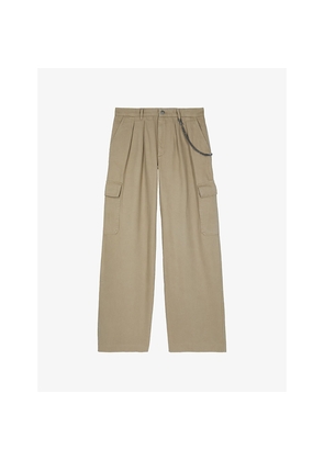 Mens The Kooples Chain-Embellished Cargo-Pocket Cotton Trousers