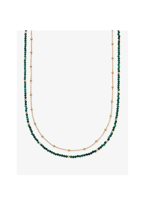 Womens Astley Clarke Biography 18ct Yellow Gold Vermeil and Malachite Double Strand Beaded Necklace