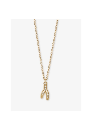 Womens Astley Clarke Celestial Wishbone 18ct Yellow Gold Vermeil and White Sapphire Pendant Necklace