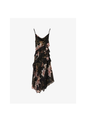 Womens Allsaints Ruth Floral-Print Chiffon Midi Dress