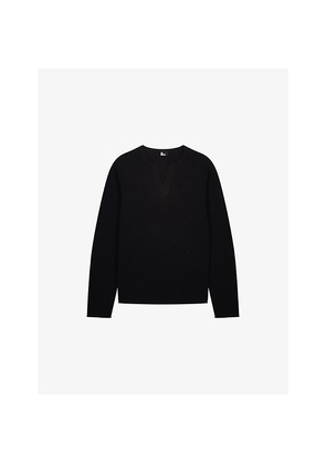 Mens The Kooples Brand-Embroidered Tunisian-Collar Cotton-Knit Sweatshirt