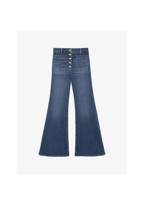 Womens Reiss Cali Flared Stretch-Denim Jeans