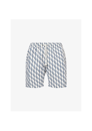 Mens Frescobol Carioca Santos Wave-Print Swim Shorts