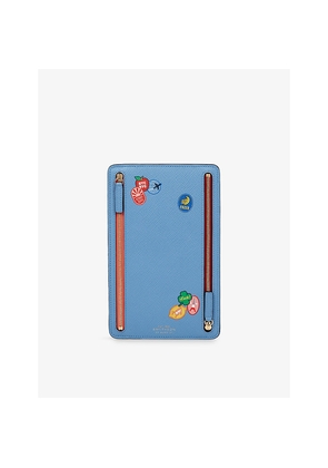 Womens Smythson Panama Stickers Multi-Zip Leather Case