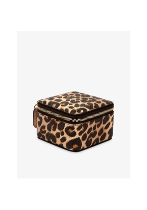 Smythson Panama Leopard Medium Leather Trinket Case