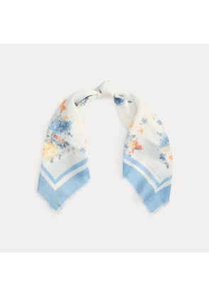 Floral Linen-Cotton Square Scarf