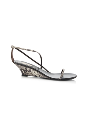 LUCASHEVA Varvara Python-Effect Leather Wedge Sandals - Moda Operandi