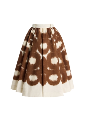 Prada Pleated Printed Cotton-Canvas Midi Skirt - Moda Operandi