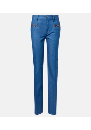 Gucci Horsebit cotton chambray slim pants