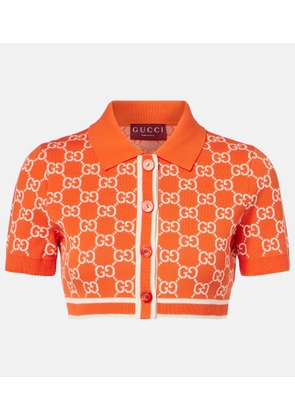 Gucci GG cropped cotton jacquard cardigan