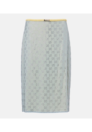 Gucci GG embellished silk-blend midi skirt