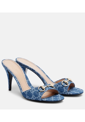 Gucci Erin Horsebit GG denim mules