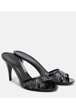 Gucci Erin GG embellished leather-trimmed mules