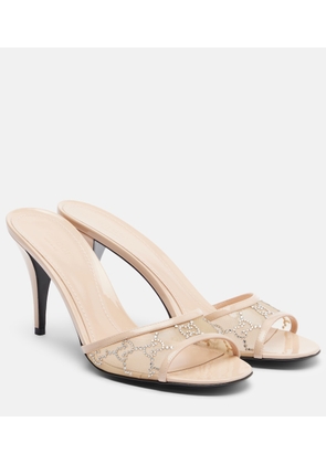 Gucci Erin GG embellished leather-trimmed mules