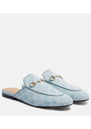 Gucci Princetown GG faux pearl-embellished mules