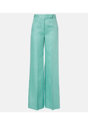 Max Mara Deserto herringbone linen wide-leg pants