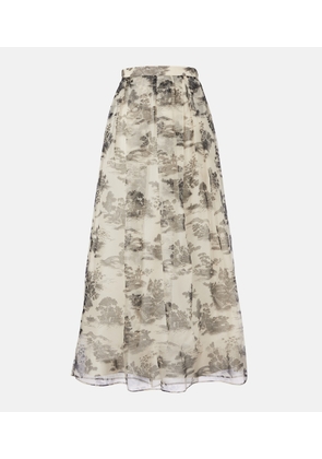 Max Mara Elegante Sabbia printed silk organza maxi skirt