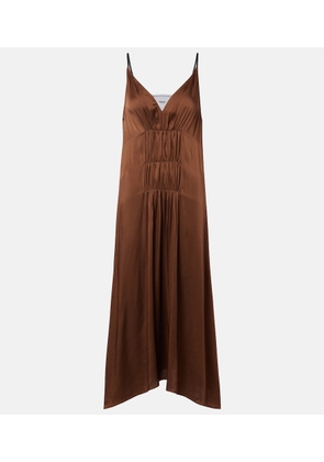 Prada Gathered crepe satin slip dress
