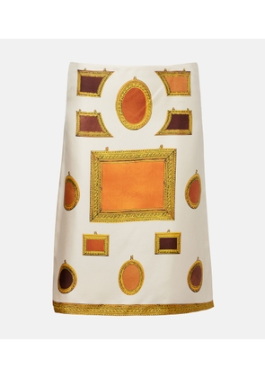 Versace Printed silk twill pencil skirt