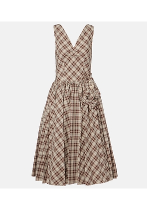 Prada Checked cotton poplin midi dress