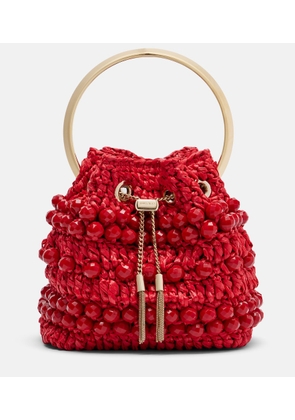 Jimmy Choo Bon Bon Small beaded raffia bucket bag