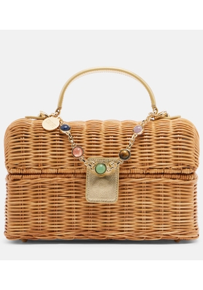 Judith Leiber Couture Isla embellished wicker top-handle bag