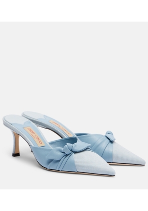 Jimmy Choo Livi bow-detail leather-trimmed canvas mules