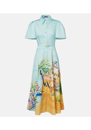 Leo Lin Printed belted cotton shirt dress