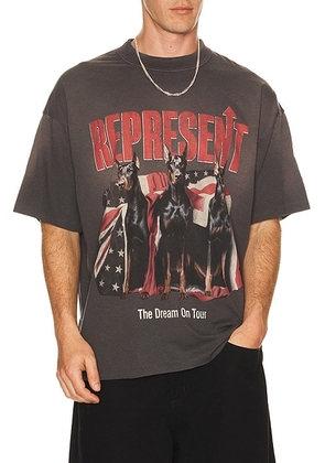 REPRESENT Dream On Tour Tee in Sun Fade Grey - Grey. Size L (also in M, S, XL/1X).