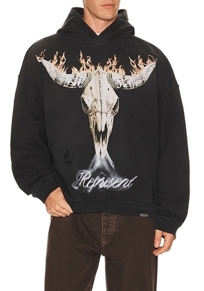 REPRESENT British Cowboys Hoodie in Stained Black - Black. Size L (also in M, S, XL/1X).