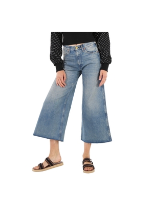 Gucci Ladies Blue Denim Pants With Patches