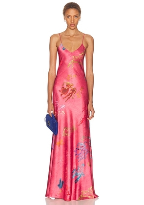 Alejandra Alonso Rojas Bias Slip Gown in Pink Print - Blush. Size 6 (also in ).